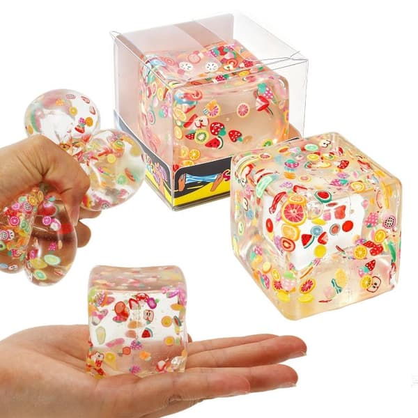 Färgglad Transparent Kub Leksak Fruktkonfetti För A1