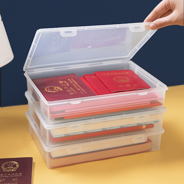 Plastik mappe opbevaringsboks gennemsigtig firkantet opbevaringsboks A4 Orga L