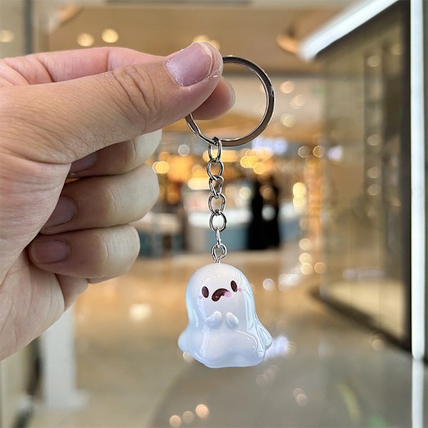 e Liten Spøkelse Resin And Duck Nøkkelring For Kvinner Nøkkelring Veske Charm A3