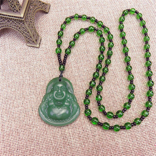 Svart grønn Buddha anheng halskjeder kvinner amulett stil Neckla A5