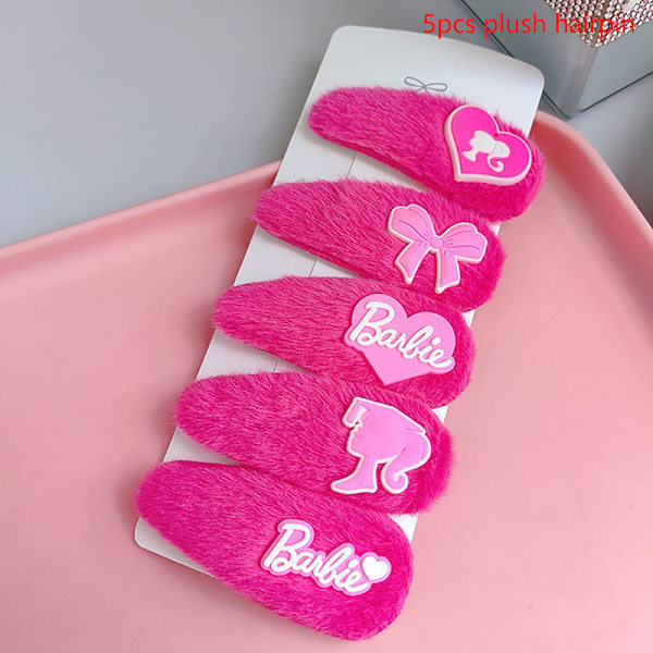 Modebrev Hjerte Hårnål Pink Plys Hårklemme Side Bang Cli A3