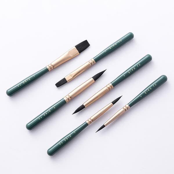 6st Nylon Multifunktionella Penslar Akvarellpensel Mini Green