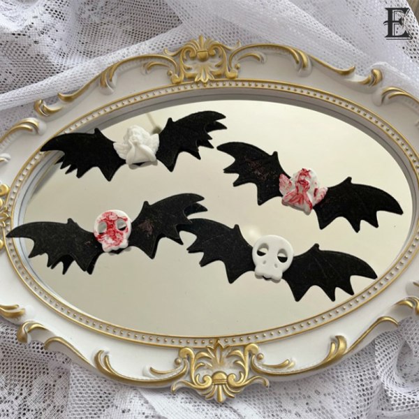 4 st Skull Bat Hårklämmor Gotiska anknäbbsklämmor Halloween Angel E