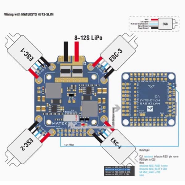 MATEK FCHUB 12S V2 virranjakokeskus 8V-60V tulo FPV:lle