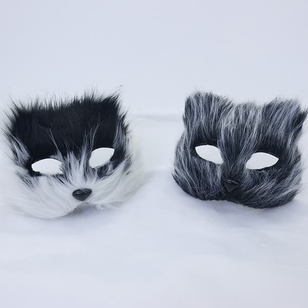 1 st rävmask päls halv ansikte djur simulerad kattmask Hallowee White
