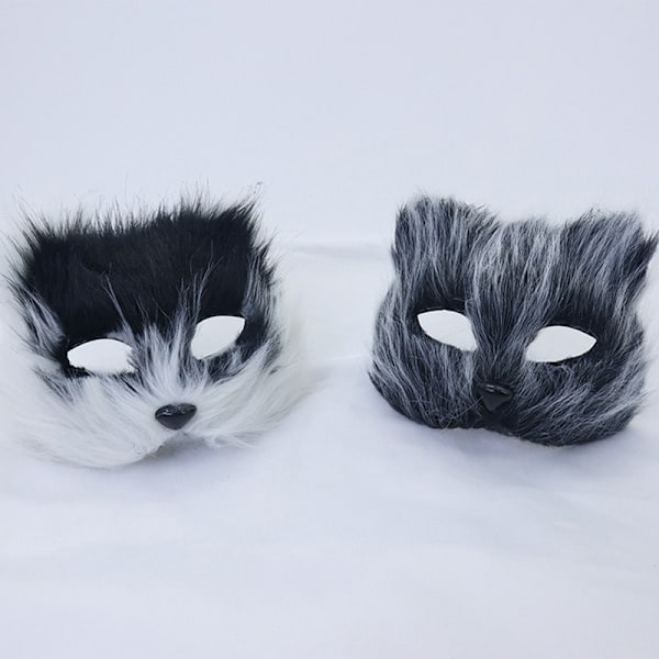 1PC Fox Mask Furry Halv Ansikte Djur Simulerad Katt Mask Hallowee Multicolor