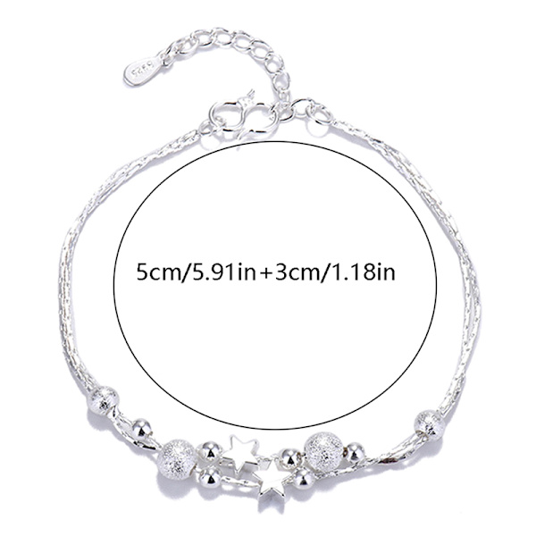 Hopeinen Lucky Bead Charm -rannekoru naisten ketjun pyöreille rannekoruille
