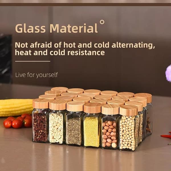 7PCS/set 4Oz Glas Kryddburk Kryddbehållare Med Bambu L 7PCS
