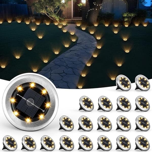 Solcellslampor Utomhus 8LEDs Disk Underjordisk Lampa Spotlight Begravd 2
