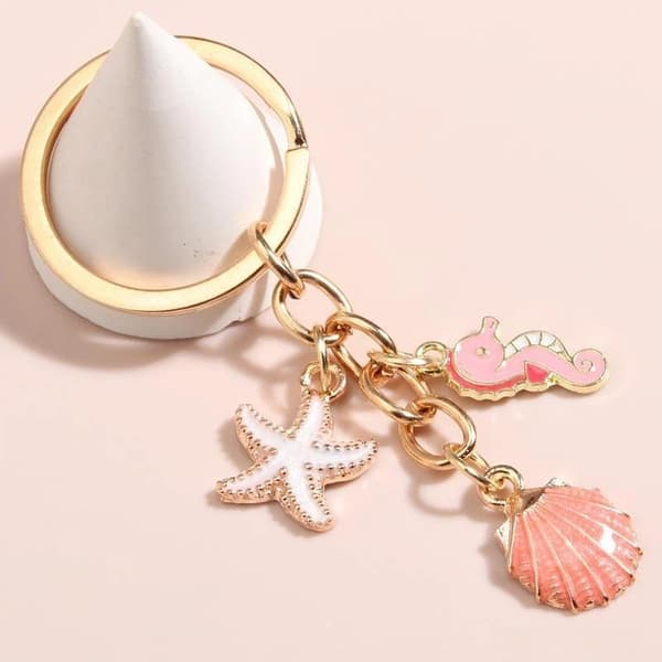 Ocean Series Seashell Conch Starfish Nyckelring För Kvinnor Flickor B A2