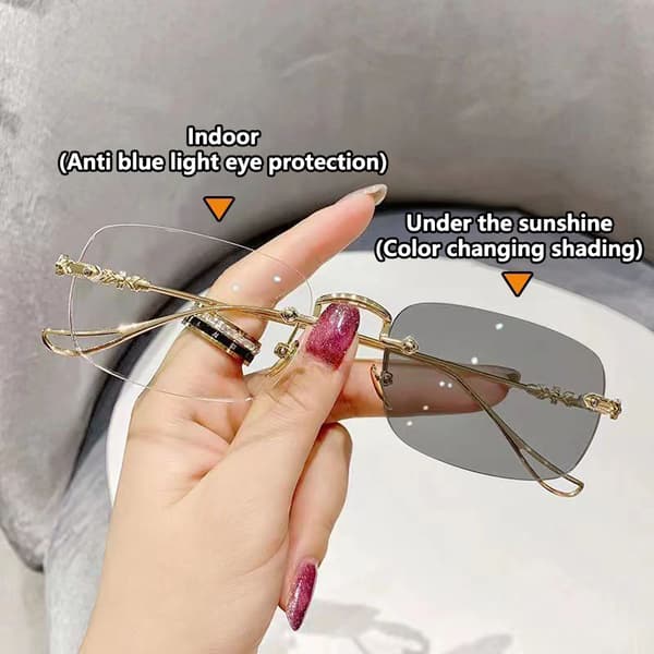 Photochromic Anti Radiation Rammeløse Briller For Kvinner Menn Rec Silver normal