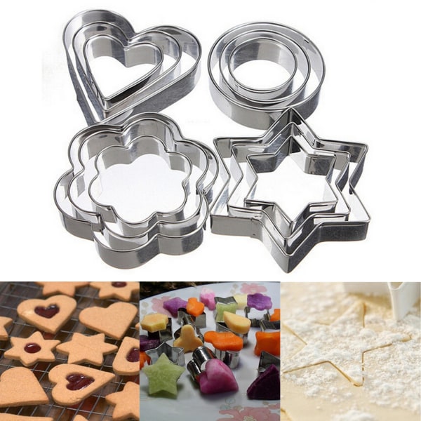 1 sett/12 stk rustfritt stål kake kake eggfondant form