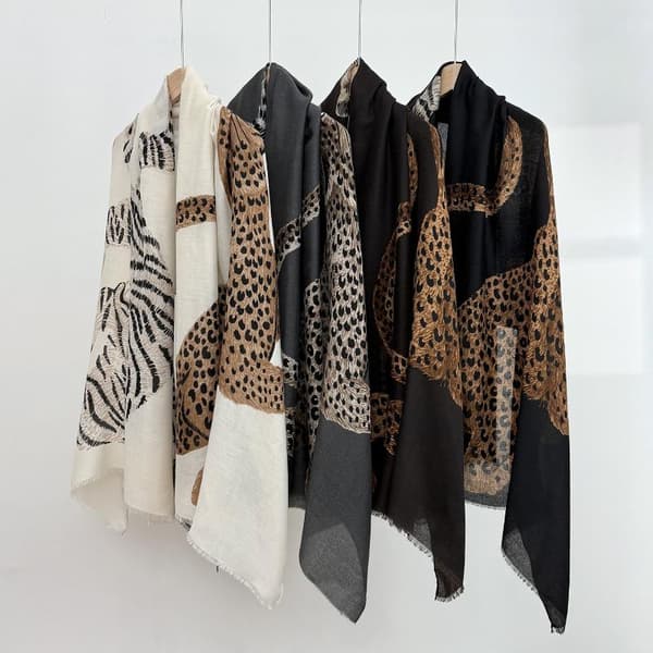 Dame Blød Varm Tørklæde Sjal Med Tiger Leopard Dyreprint Fo A3