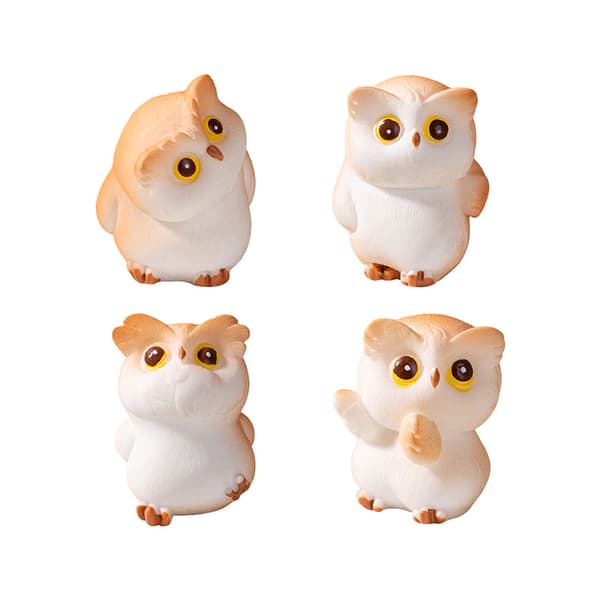 Mini Resin Owl Statue Micro Landscape Decoration For Car Home D B