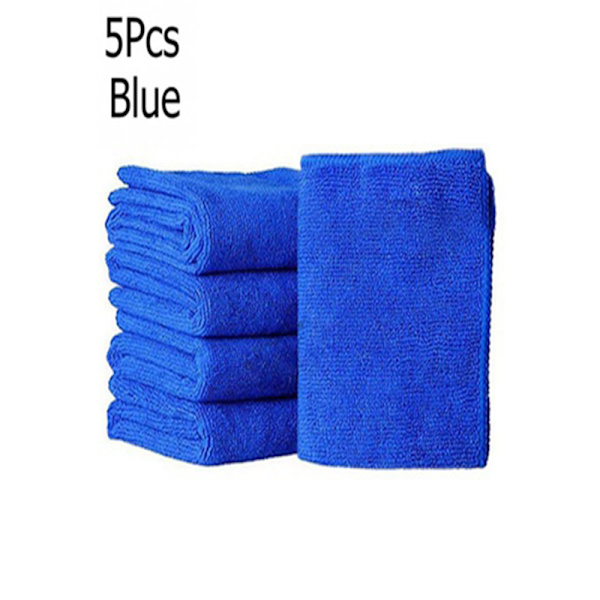 5/10 Stk/sæt Blød Auto Car Microfiber Vaskeklud Rengøringshåndklæder Blue