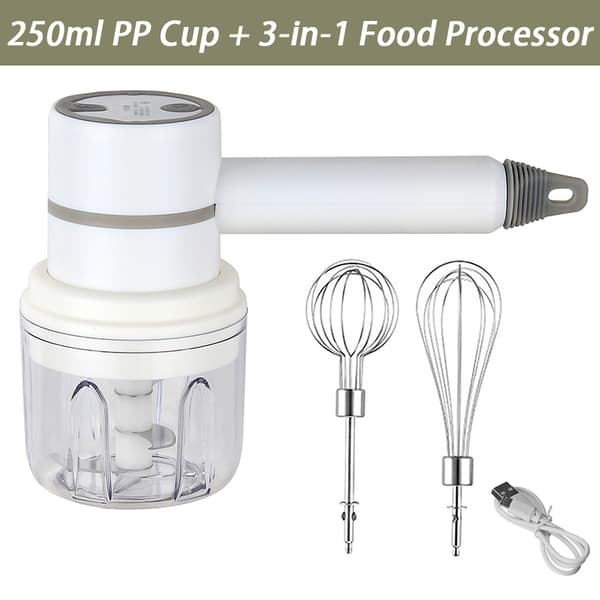 3-i-1 Elektrisk Handhållen Mixer Bärbar Visp Multi Blender Bak White