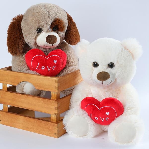 1 kpl 25 cm e Heart Bear Dog -pehmolelut, punainen sydänkuvio, rakkauseläin A3