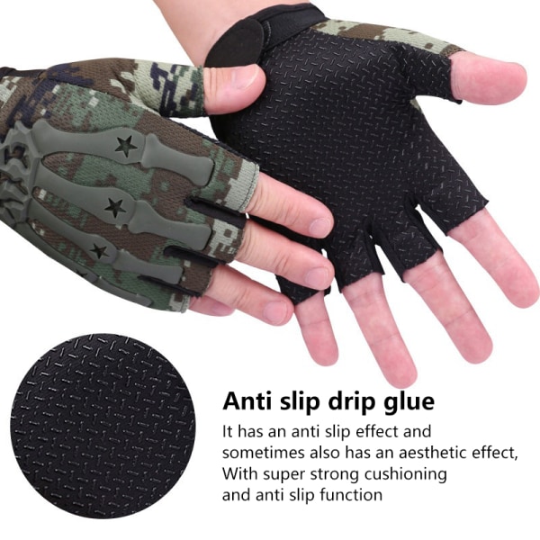 Tactical Half-Finger Protective Training Pyöräily Liukumaton kiinnitys Black