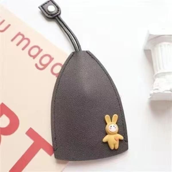 e Creative Pull Out Key Sleeve Cartoon Animal PU Leather Car Ke Black