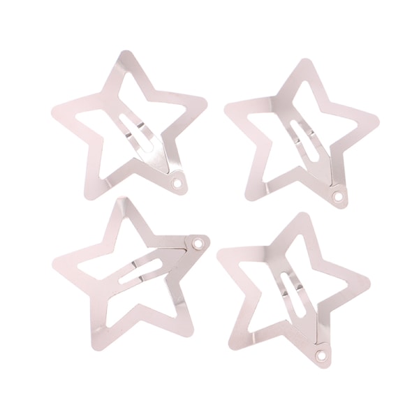 4 kpl Hopeanvärinen Star BB -hiusneula Minimalist Star Snap Hair Cli