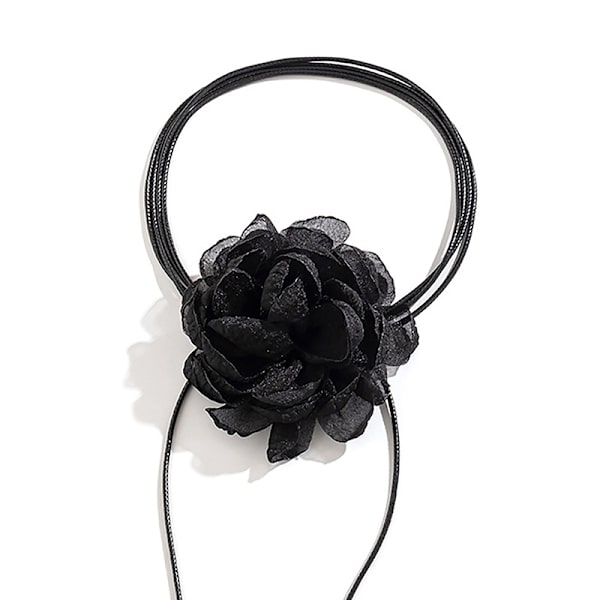 Fluffy Stoff Blonder Blomst Choker Halskjede Kvinner Lang Lace-up Ro A5