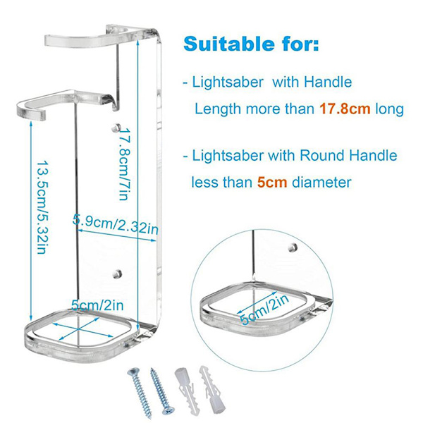 Akryl Clear Light Sabre Stand Veggmontert Oppbevaringsstativ Med Sc Clear