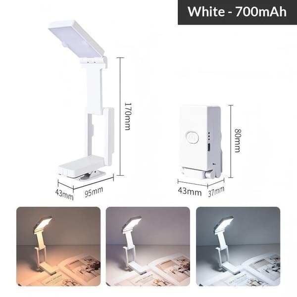 Ra98 Clip-on leselys USB oppladbart flimmerfritt boklys White