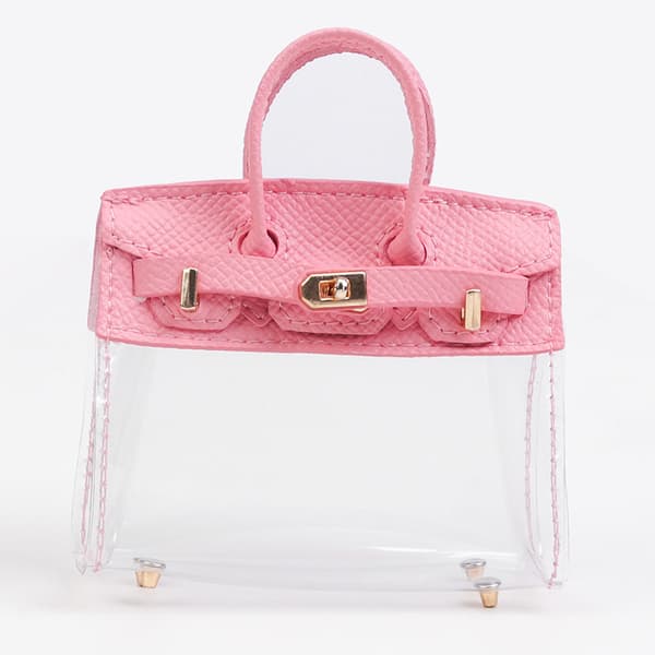 Mode Kvinnor Mini Kosmetisk Väska Bilnyckel Pack Pendel Transparant Pink