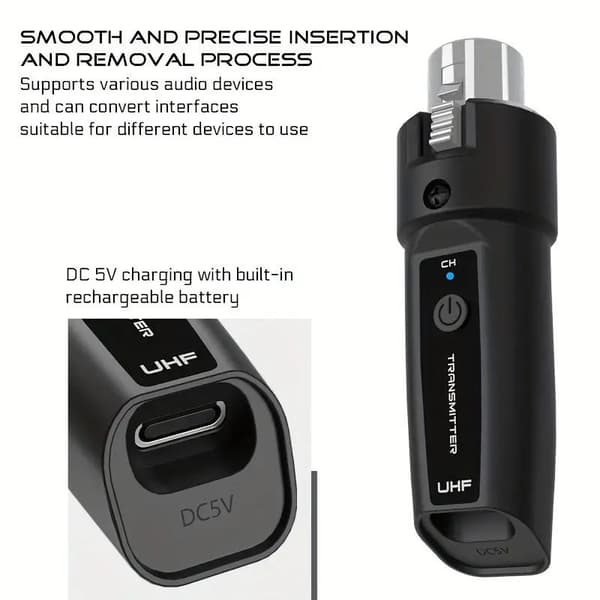 Trådløst mikrofonsender-mottakersystem XLR-adapter for B