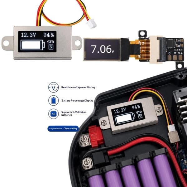 1 stk DC 0-30V ultratynd digital voltmeter og batterimåler 0,5- A