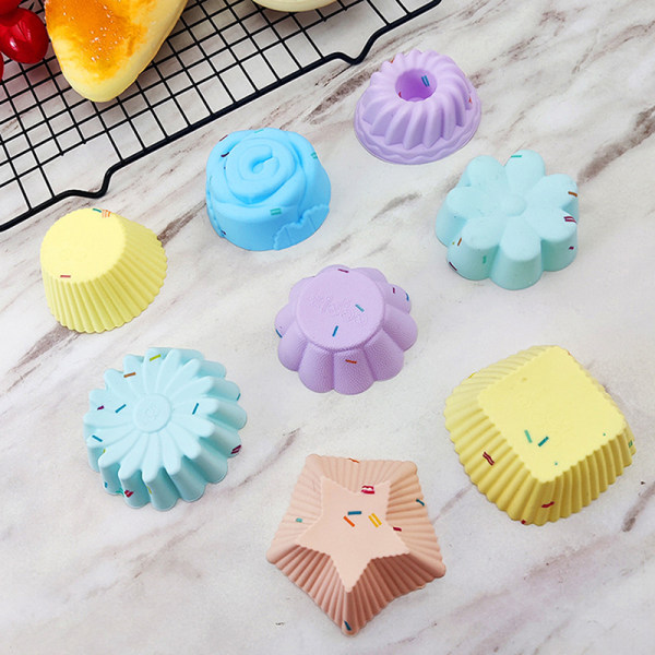 Silikonform Cupcake Gjenbrukbare kakeformer Muffinsbaking DIY Kit G