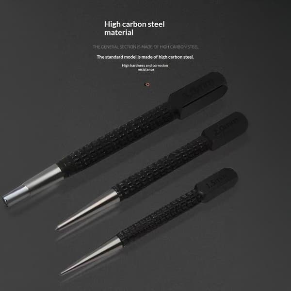 Centerstanssæt i kulstofstål skridsikkert greb 1,5 mm 2 mm 3 mm A2