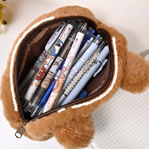 Cartoon e Pen Bag Plysj Stuffed Animal Blyantpose Stor kapasitet A4