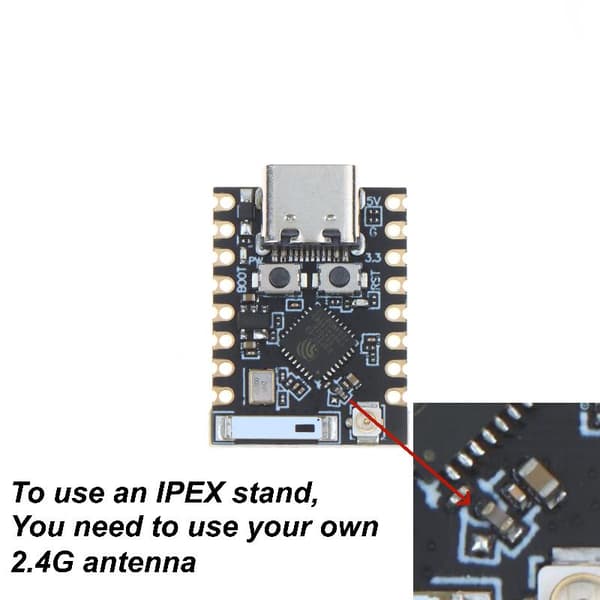 1 stk ESP32 C3 Super Mini utviklingskort med WIFI Bluetooth IPEX