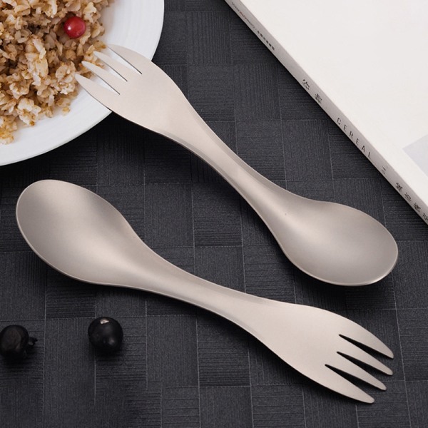 Titan Spork Spoon Outdoor Camping Picnic Titani med dubbla ändamål