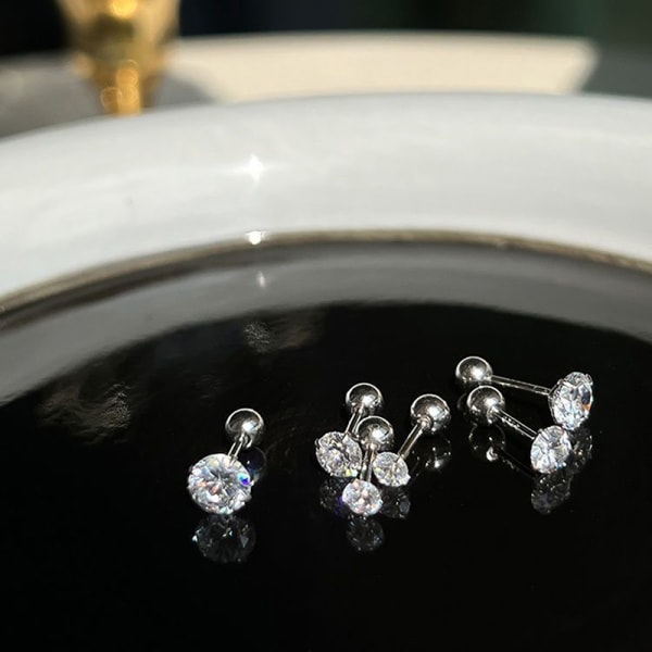 1pari 3/4/5mm kristalli-zirkoni korvakorut naisten tahralle 0.5cm