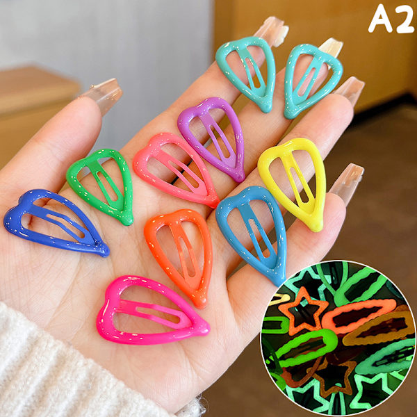 10 STK Candy Color Luminous Star Hårklemmer For Barn Jenter Headw A2