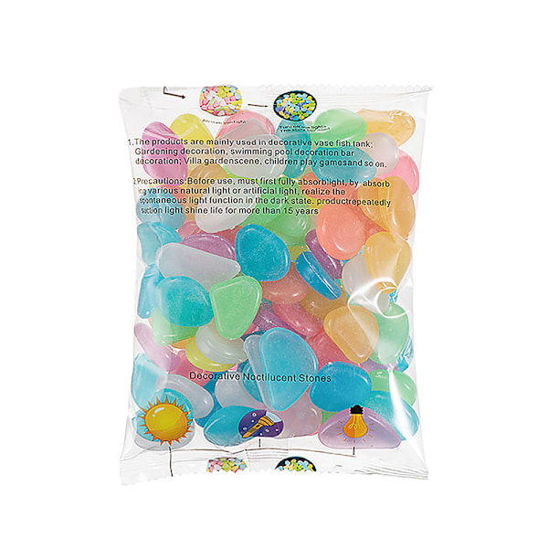 100 kpl Puutarhan Valoavat Kivet Hohtavat Pimeässä Koristekiviä Multicolor