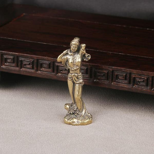 1/4 stk håndlaget solid messing fire gamle skjønnheter statue De A5