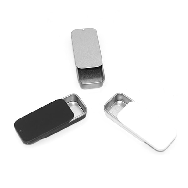 Metal Rektangulær Tom Mini Blikæske Blik Push Candy Pille C Black