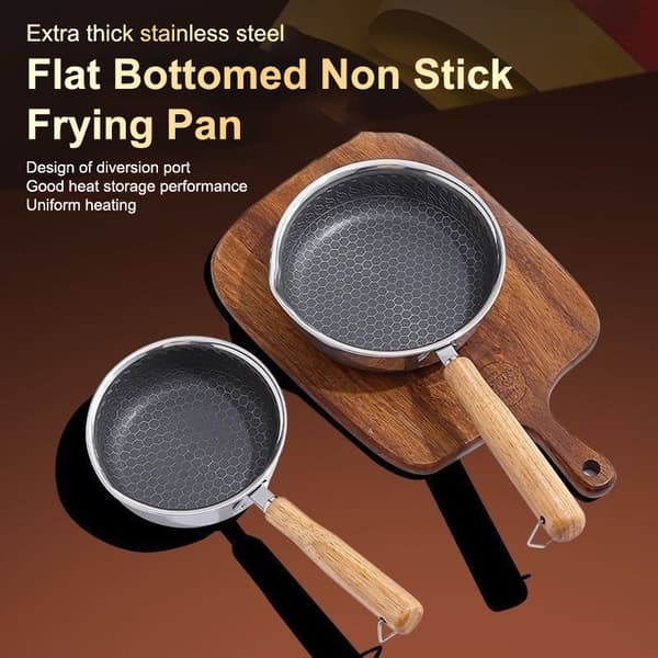 Bærbar non-stick pande i rustfrit stål, ubelagt non-stick overflade 3