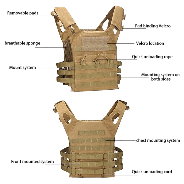 Väst Body Armor Jaktbärare Airsoft Tillbehör CS Game Jun A1