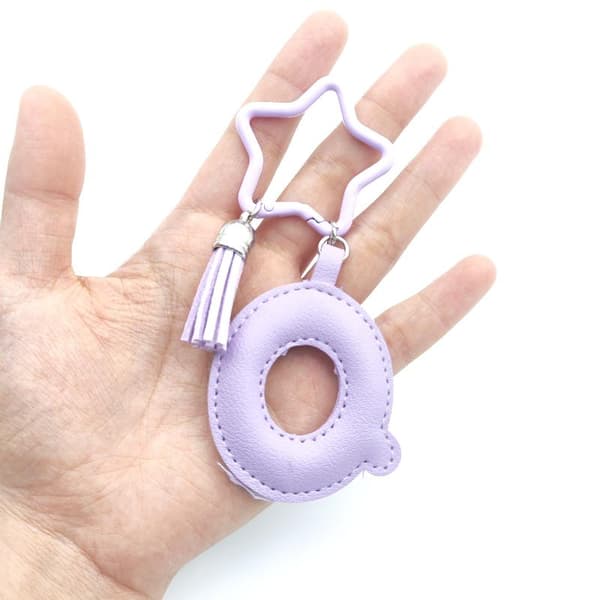 Kawaii Star Nyckelring Tofs Läder A-Ö Initial Väskberlocker Dam A