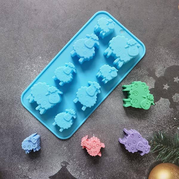 8 Hål Får Djurformad form DIY Godis Kex Jel Blue