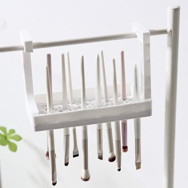Silikone Makeupbørsteholder Organizer Bordplade Lufttørring Pink