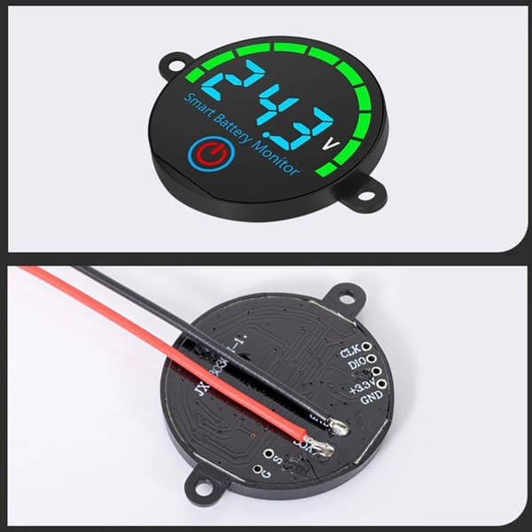 Universell DC 7-55V rund LED batterinivåindikator med strømavbrudd Red