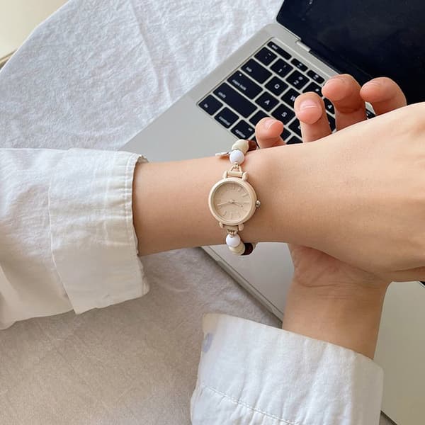 Etnisk vævedesign armbåndsure til kvinder perlebesat vævet Q A2