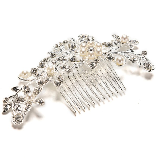 Nya Crystal Rhinestone Bröllop Flower Pearls Hårklämma