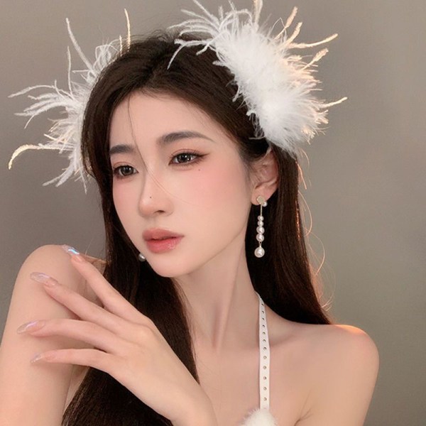 Super Fairy White Feather hiusklipsi päähine Wedding Daily Pho A3