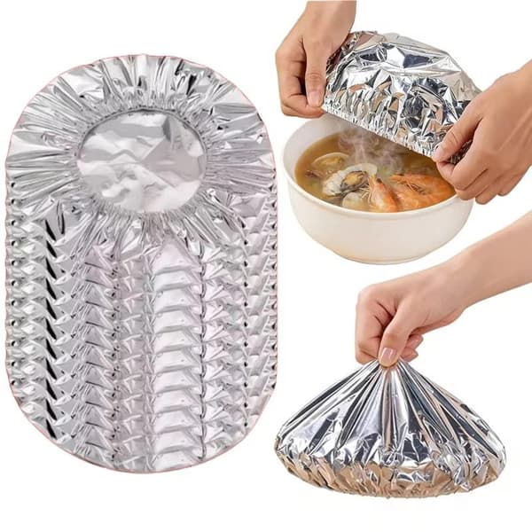50 stk. aluminiumsfoliefilmdeksel elastiske engangsdeksler friske 50pcs